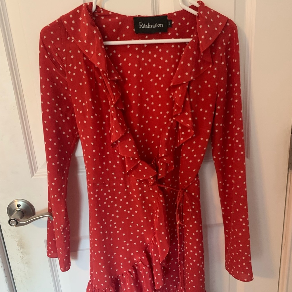THE ALEXANDRA mini wrap dress in Red Star